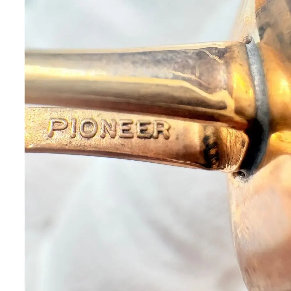 Vintage Pioneer Gold‑Tone Cufflinks with Ruby Thermoset Domes, 1960s–70s